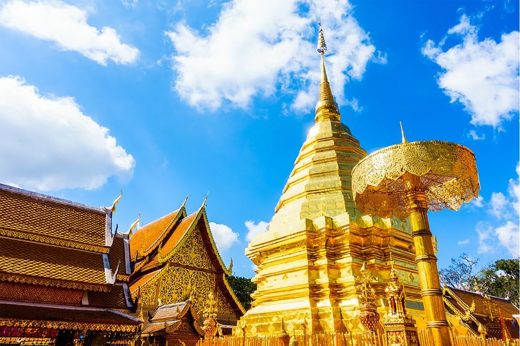Golden chedi at Wat Phra That Doi Suthep in Chiang Mai, Thailand