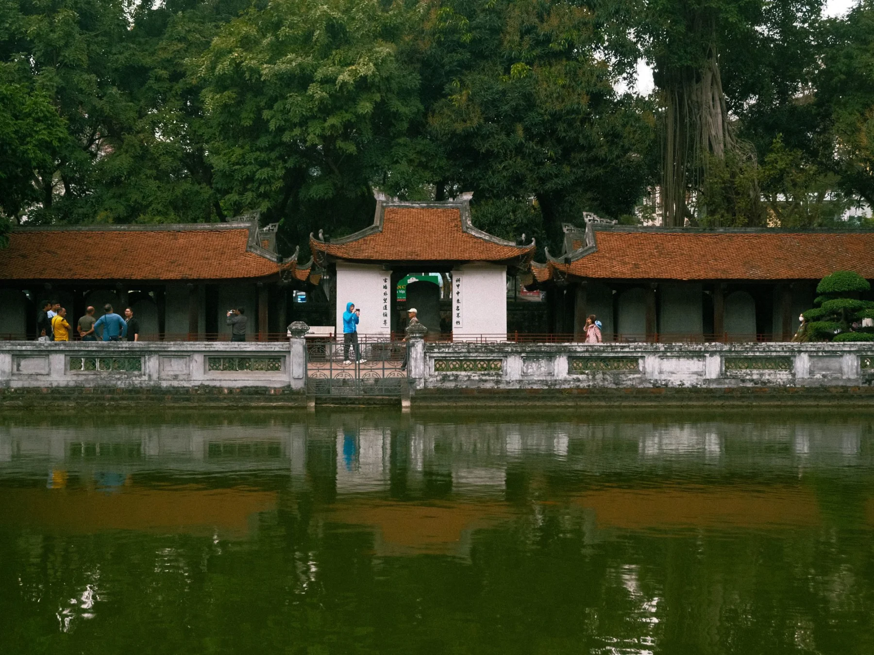 Temple of Literature courtyard and pond in Hanoi