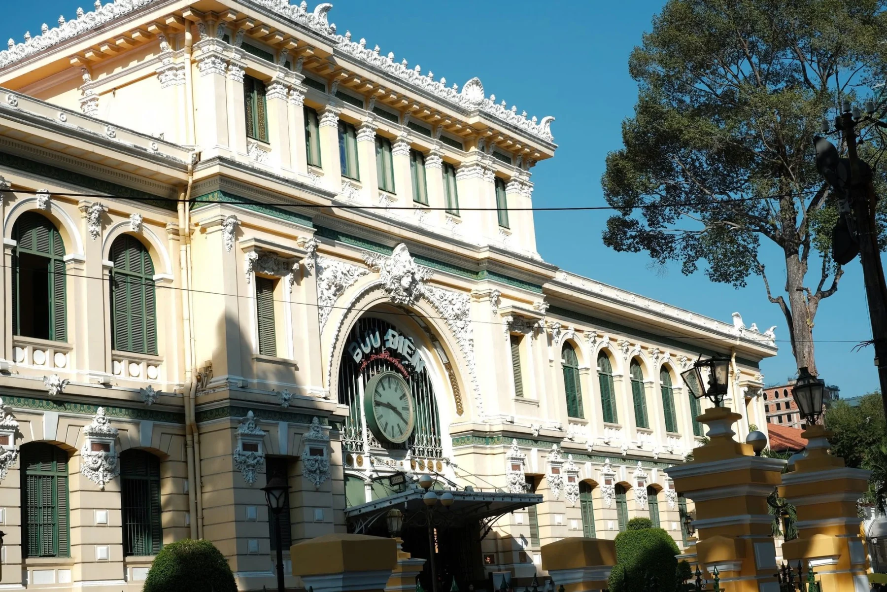 Saigon Central Post Office facade in Ho Chi Minh City in daylight