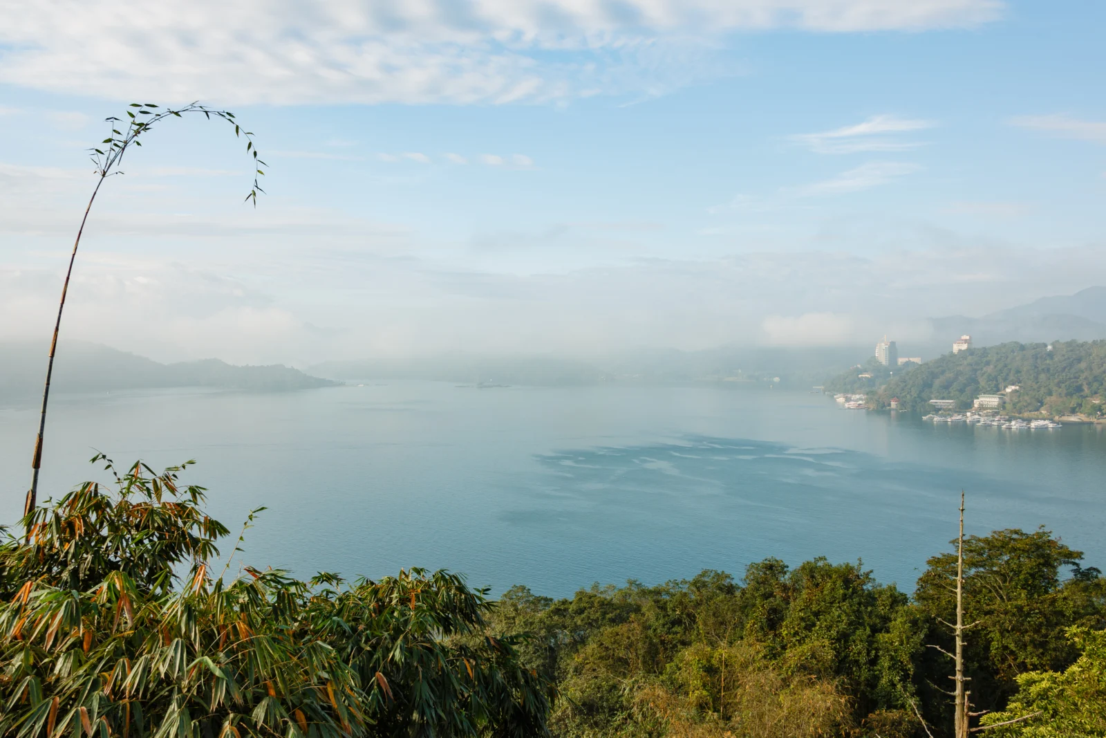 Sun Moon Lake and surrounding hills viewed from near Wenwu Temple